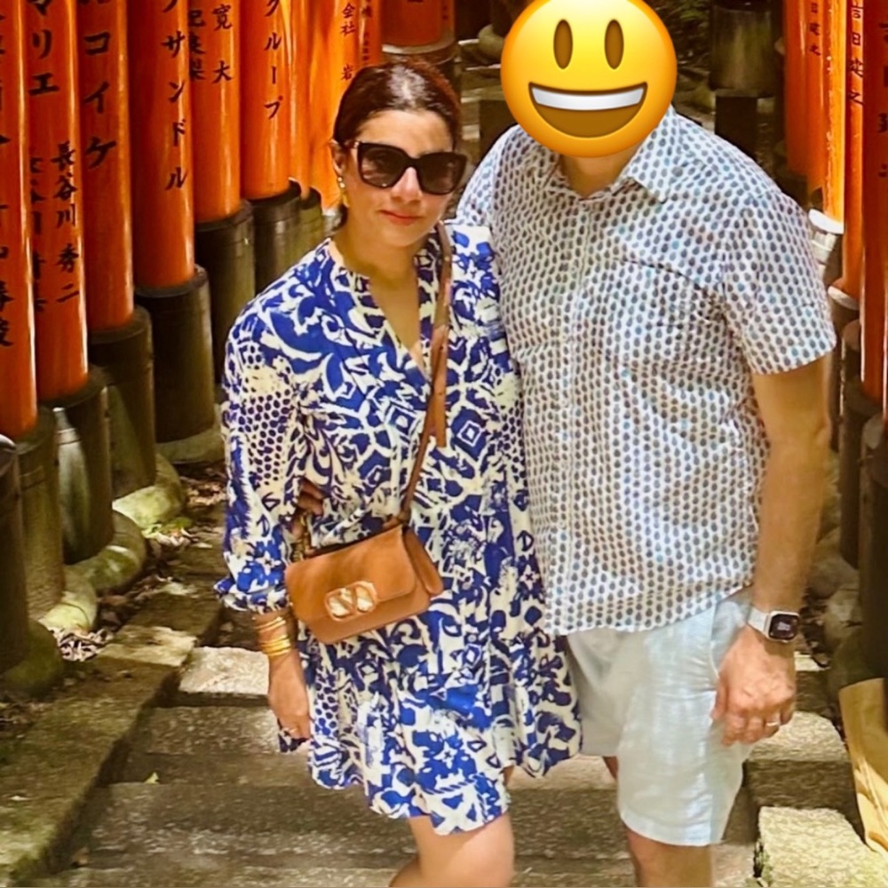 Blue and White Patterned Dress